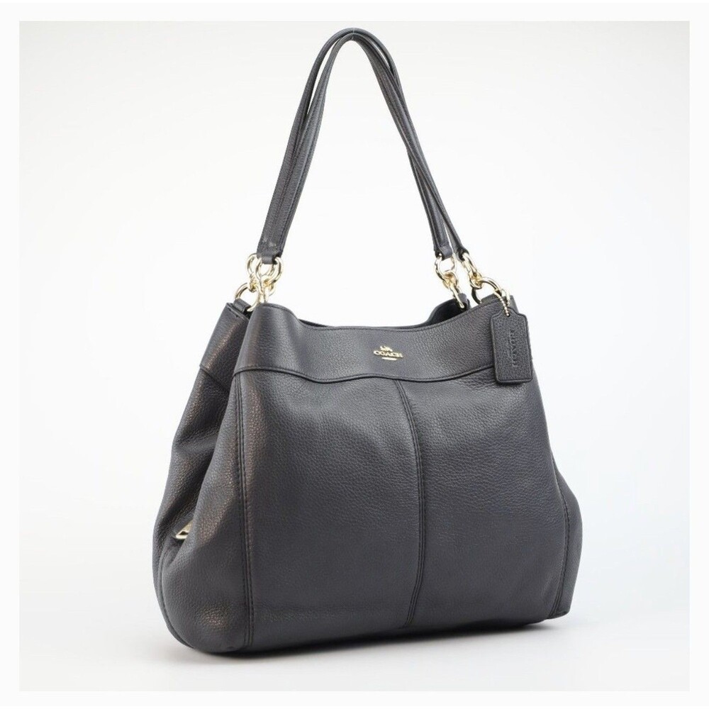 Coach Navy Blue Pebbled Leather Lexi Shoulder Bag Purse Handbag